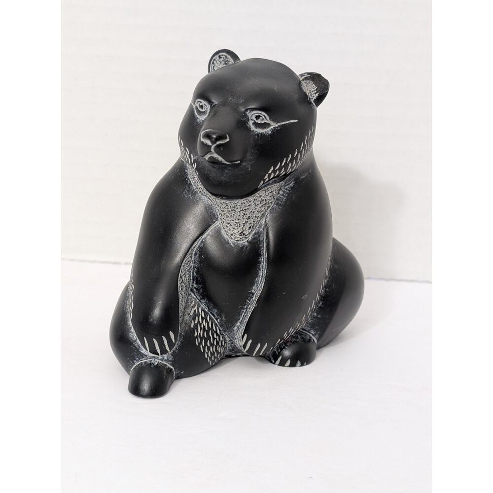 Boma Canada Black Bear Figurine Sculpture Resin Stone Art Haida Style Signed